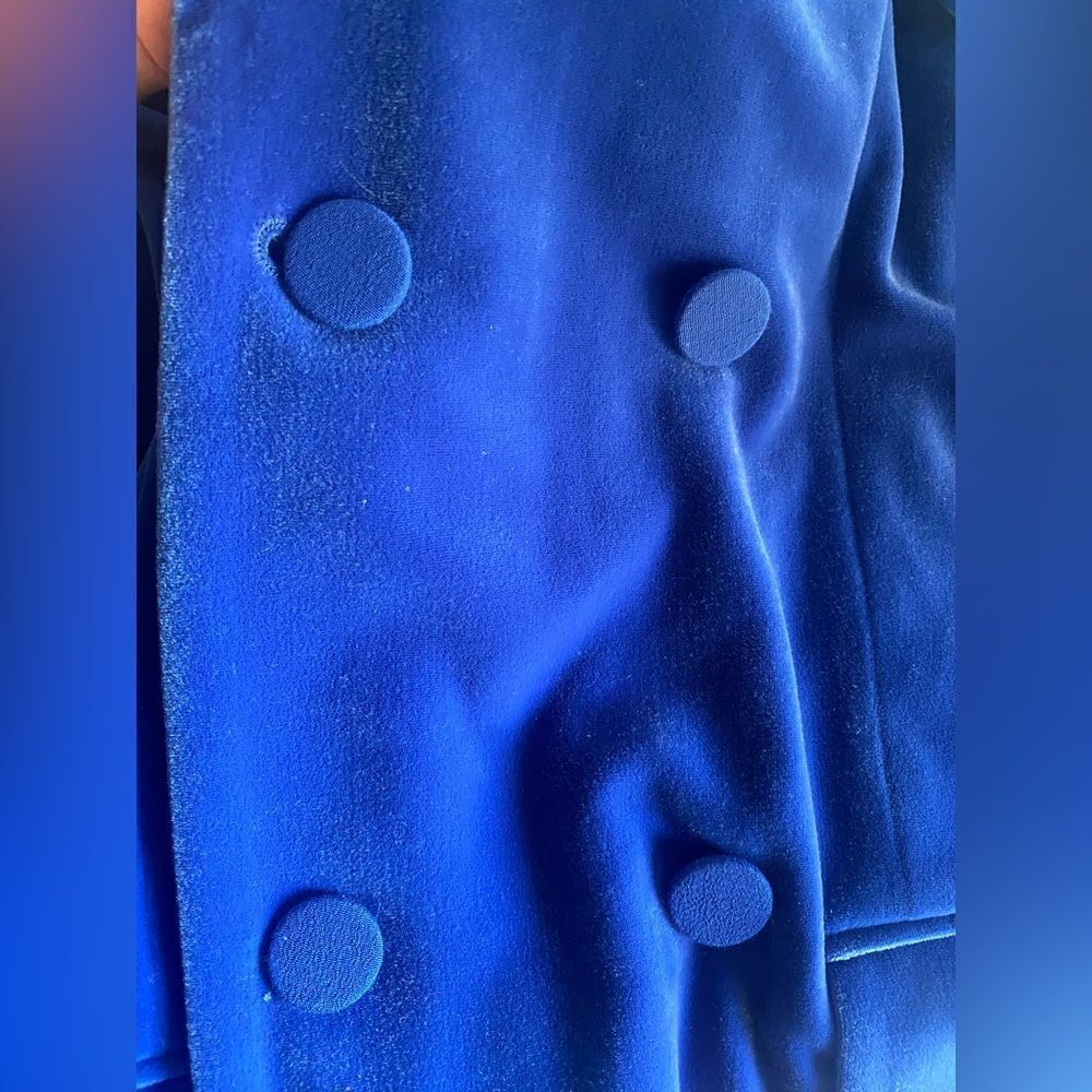 EXPRESS Blue Velvet Double Breasted Button Blazer Jacket Mini Dress Sz Small NEW - Picture 6 of 15